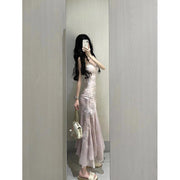 Slim fit floral fishtail dress, view 5 - MRSLM