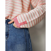 Women's striped knitted pullover sweater, view 10 - MRSLM