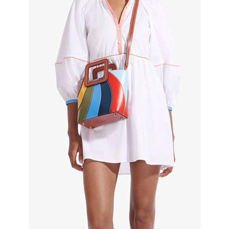 patchwork vegan leather tote, view 2 - MRSLM