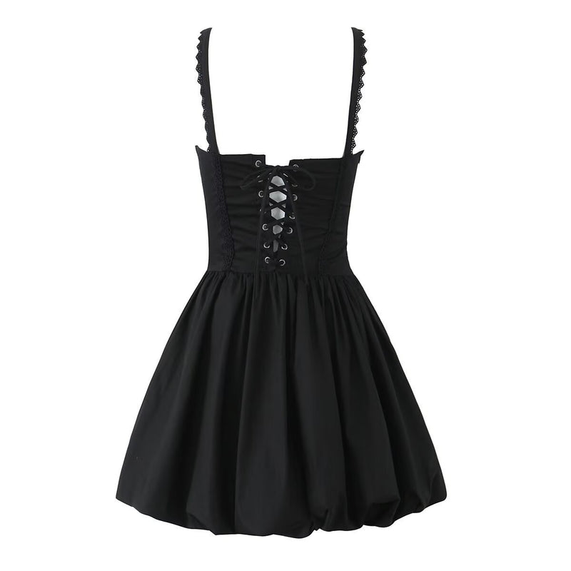 lace splicing sling dress, view 5 - MRSLM