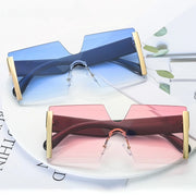 rimless gradient square sunglasses, view 9 - MRSLM