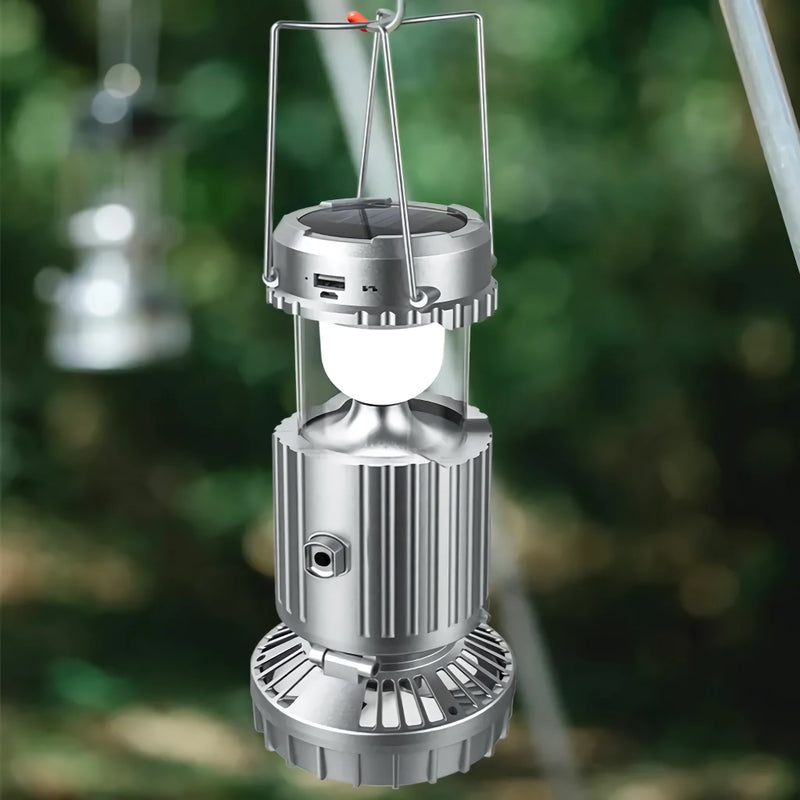 solar rechargeable camping light and fan, view 2 - MRSLM
