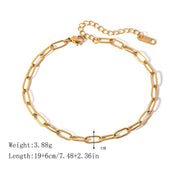 Gold paper clip chain anklet, view 2 - MRSLM