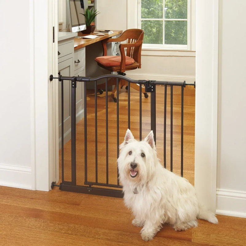 matte bronze arch pet gate, view 3 - MRSLM
