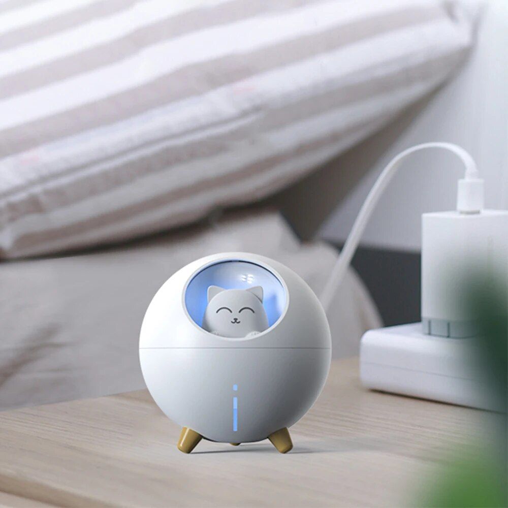 Planet Cat Ultrasonic Air Humidifier with Colorful LED Night Light