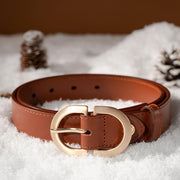 Women's cow leather belt with retro oval buckle - MRSLM
