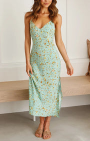 summer floral split dress, view 6 - MRSLM