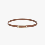 women's skinny leather belt with gold buckle - MRSLM