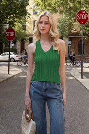 Women's V-neck knitted tank vest, view 7 - MRSLM