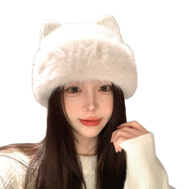 cat-ear knitted cotton hat, view 5 - MRSLM