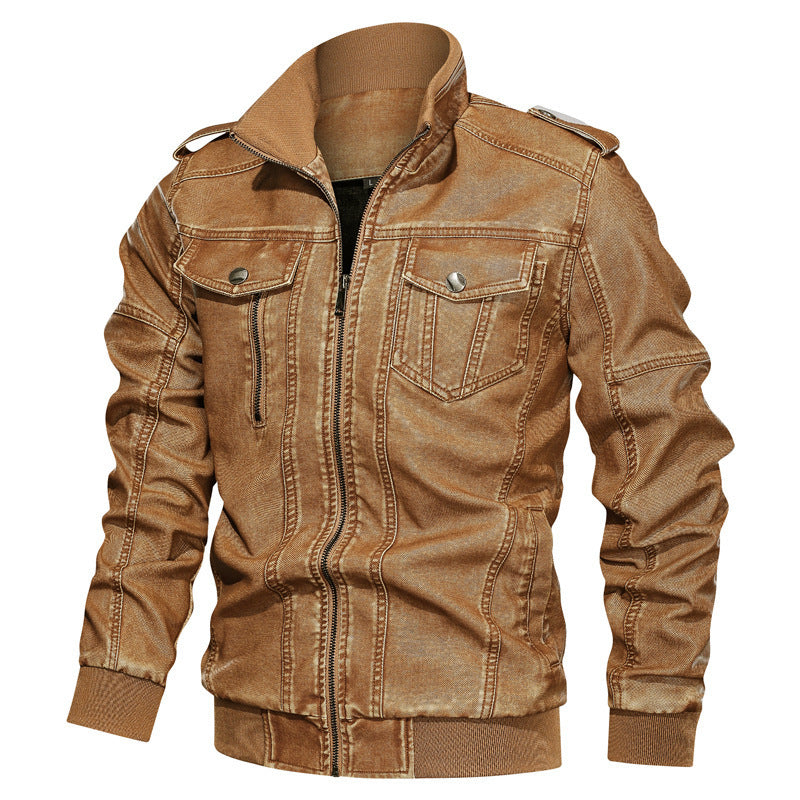 men's PU leather coat, view 3 - MRSLM