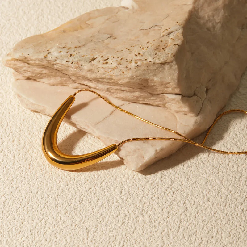 golden crescent statement necklace, view 5 - MRSLM