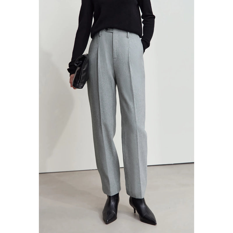 women's tapered wool blend pants, view 3 - MRSLM