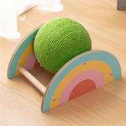 wooden sisal cat scratcher wheel with catch ball - MRSLM