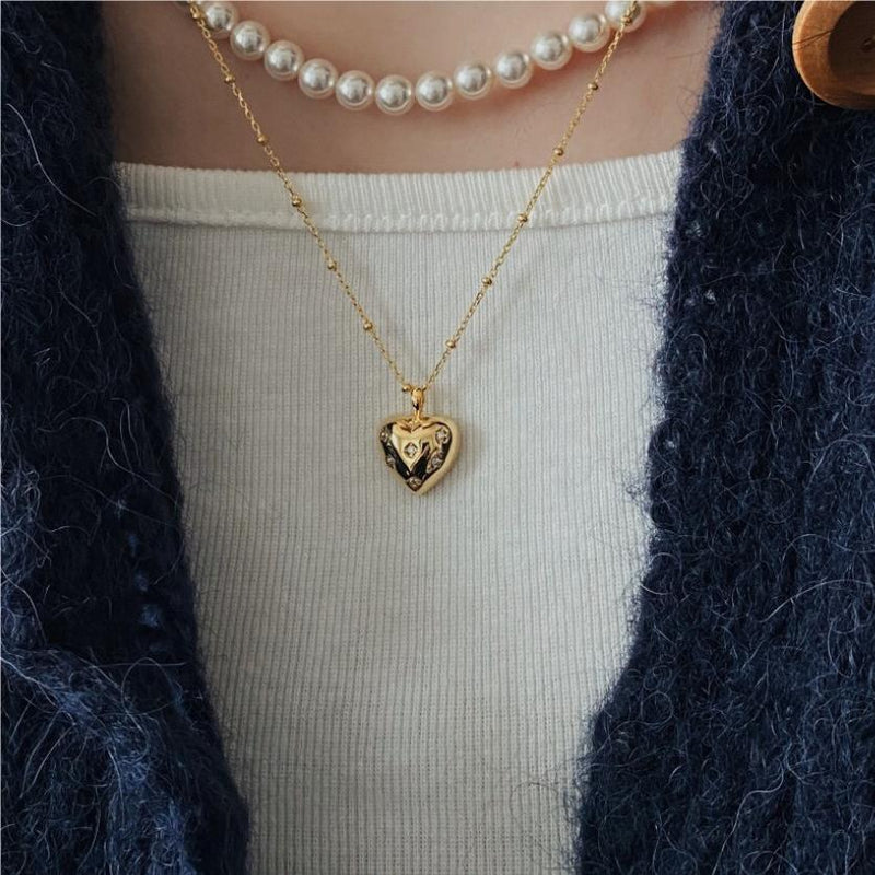 925 Silver Zircon Love Necklace Minimalist