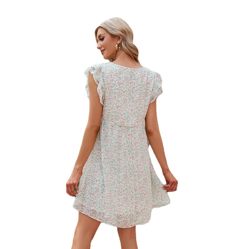 small flower A-line beach dress, view 2 - MRSLM