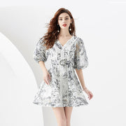 summer lace V-neck mini dress - MRSLM
