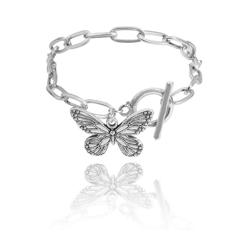 butterfly pendant chain bracelet, view 2 - MRSLM