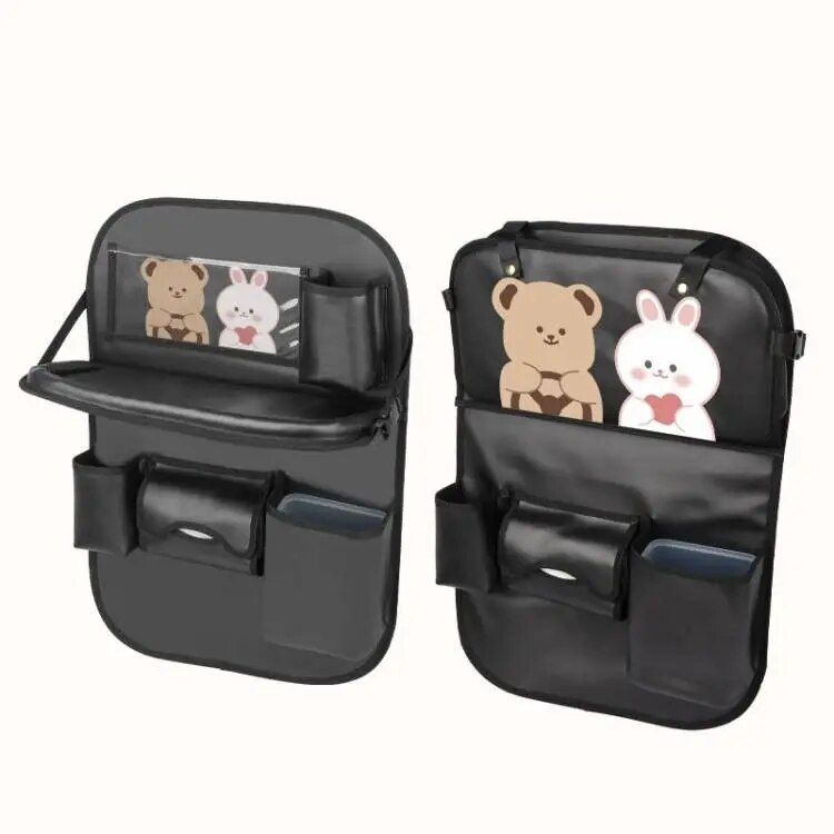 leather backseat organizer with tray, view 2 - MRSLM