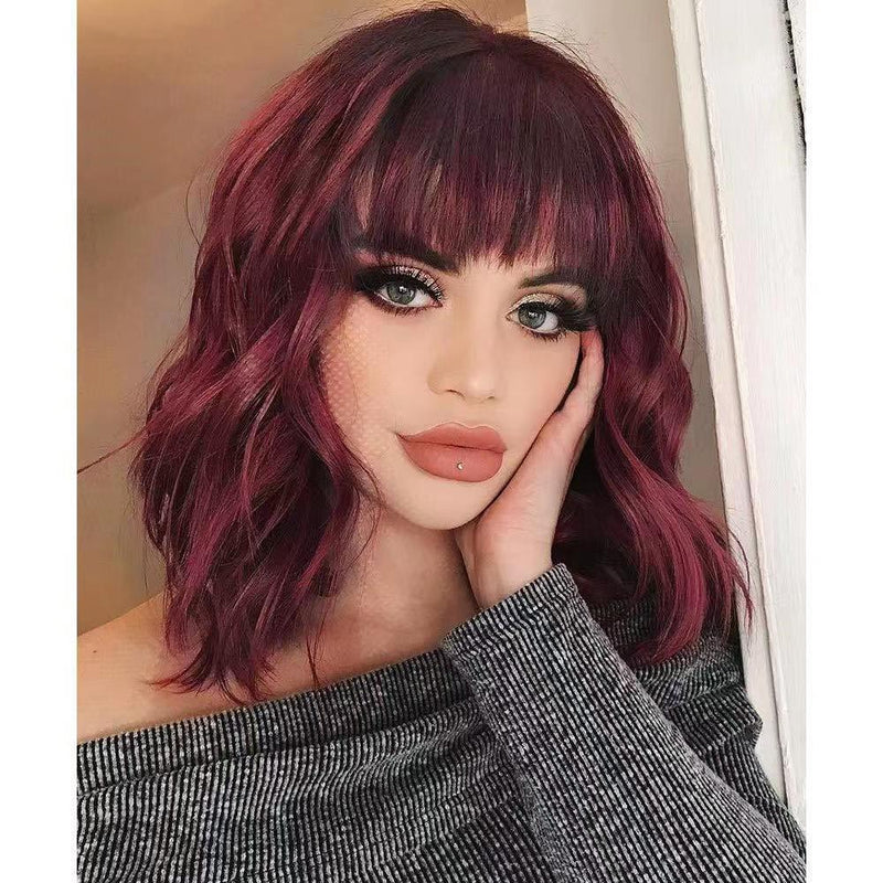 full-head curly wig with air bangs, view 4 - MRSLM