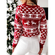 Women's Christmas elk and snowflake jacquard sweater, view 6 - MRSLM