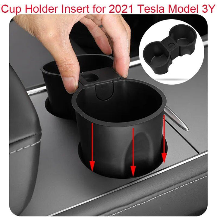 Waterproof Console Double Hole Cup Holder Insert for 2021 Model 3Y