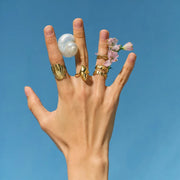 conch textured gold plated ring, view 8 - MRSLM
