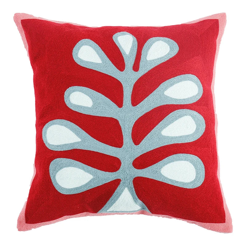 floral embroidery cushion cover, view 6 - MRSLM