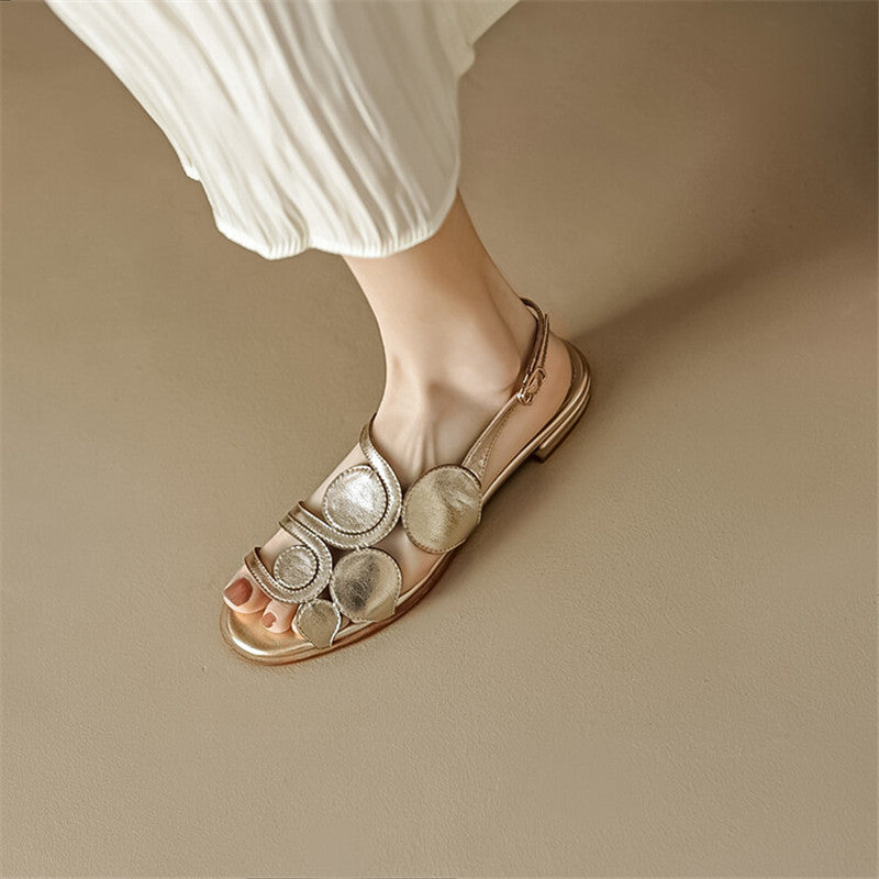 sheepskin round toe sandals, view 7 - MRSLM