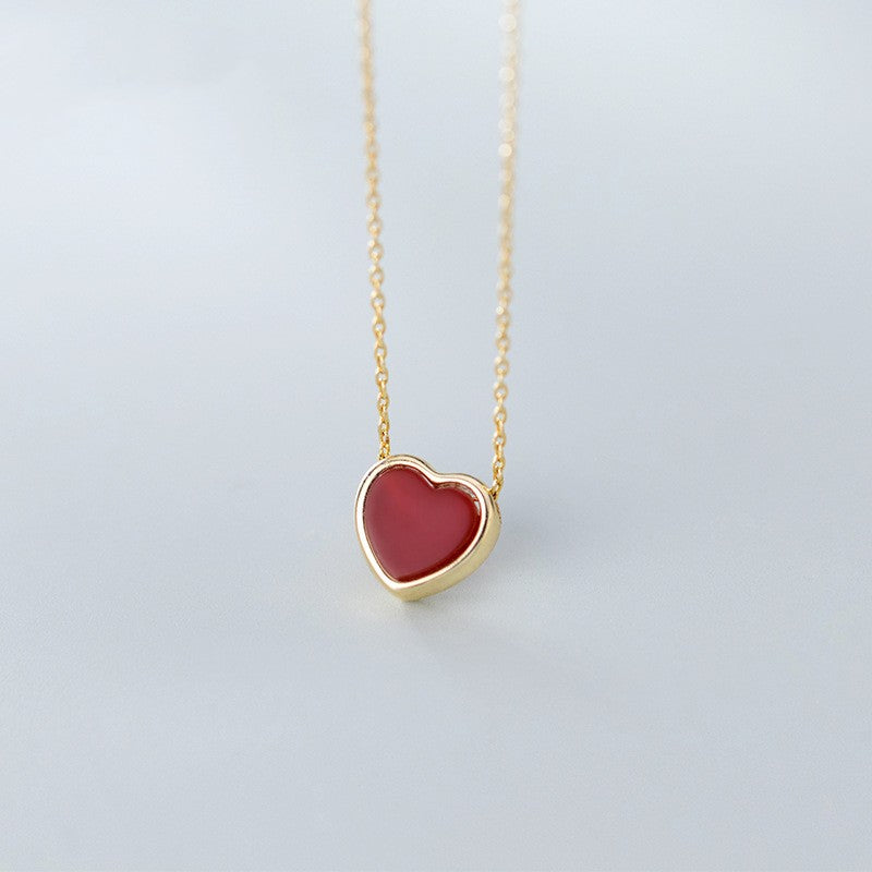 s925 silver red heart necklace, view 4 - MRSLM