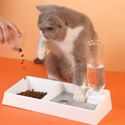 pet double bowl with water dispenser, view 3 - MRSLM