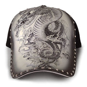 dragon print peaked baseball cap, view 6 - MRSLM