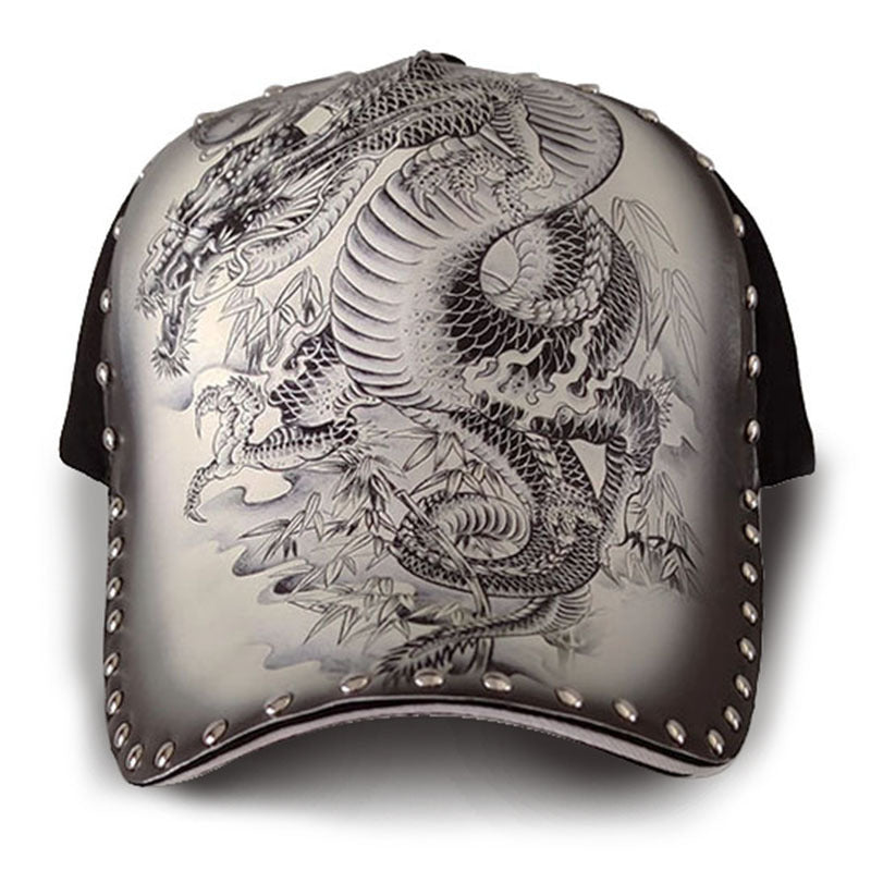 dragon print peaked baseball cap, view 6 - MRSLM
