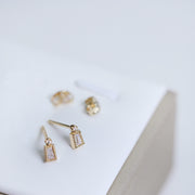 t square white zirconium earrings, view 3 - MRSLM