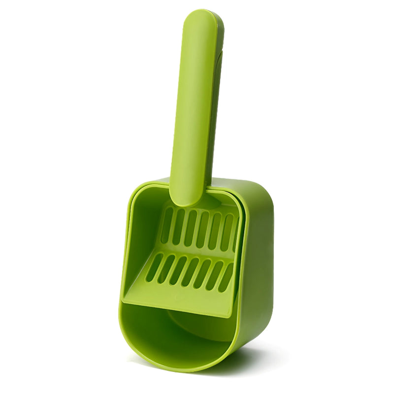 plastic cat litter scoop with self-cleaning base, view 2 - MRSLM