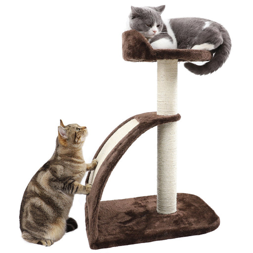 compact cat scratching post with plush perch, view 3 - MRSLM