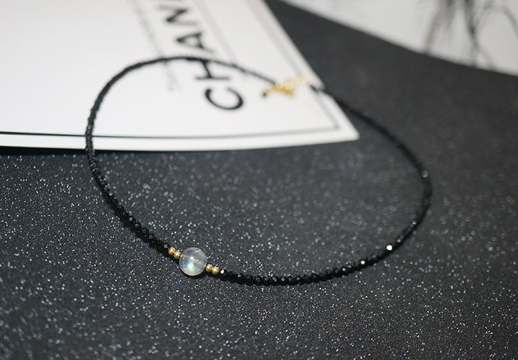 natural black spinel moonstone bracelet, view 6 - MRSLM