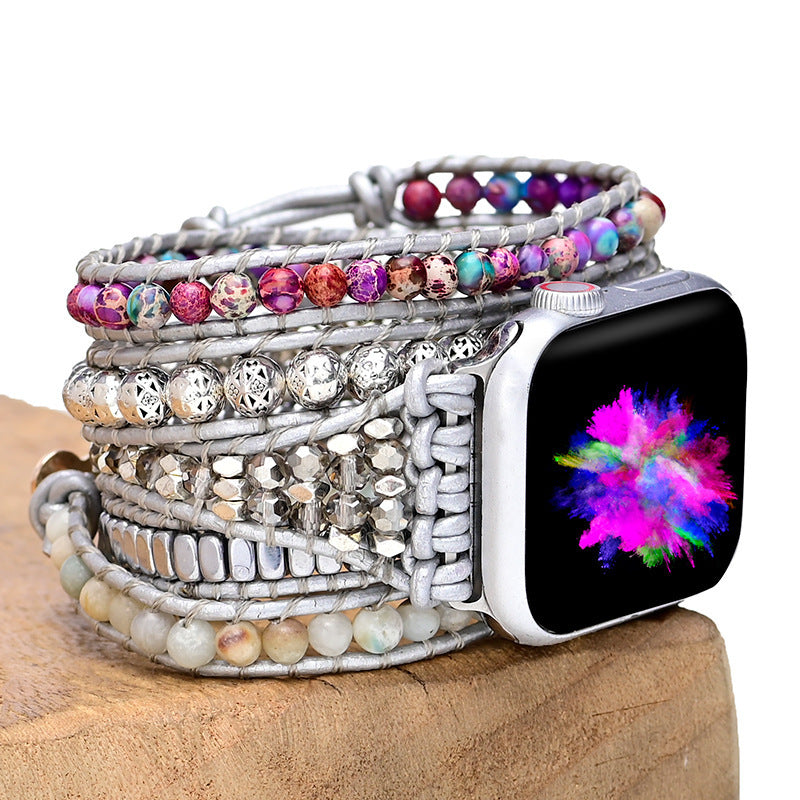 Purple emperor stone bohemian watch band, view 6 - MRSLM