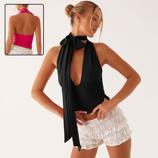 Women's lace-up low-cut back sling top - MRSLM