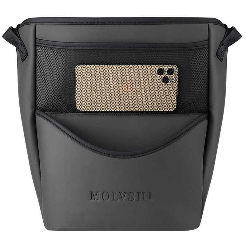 leather car seat organizer with barrier, view 2 - MRSLM