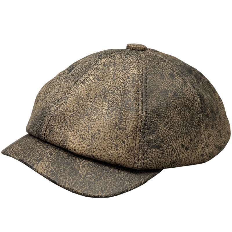 Brown cowhide painter cap, view 5 - MRSLM