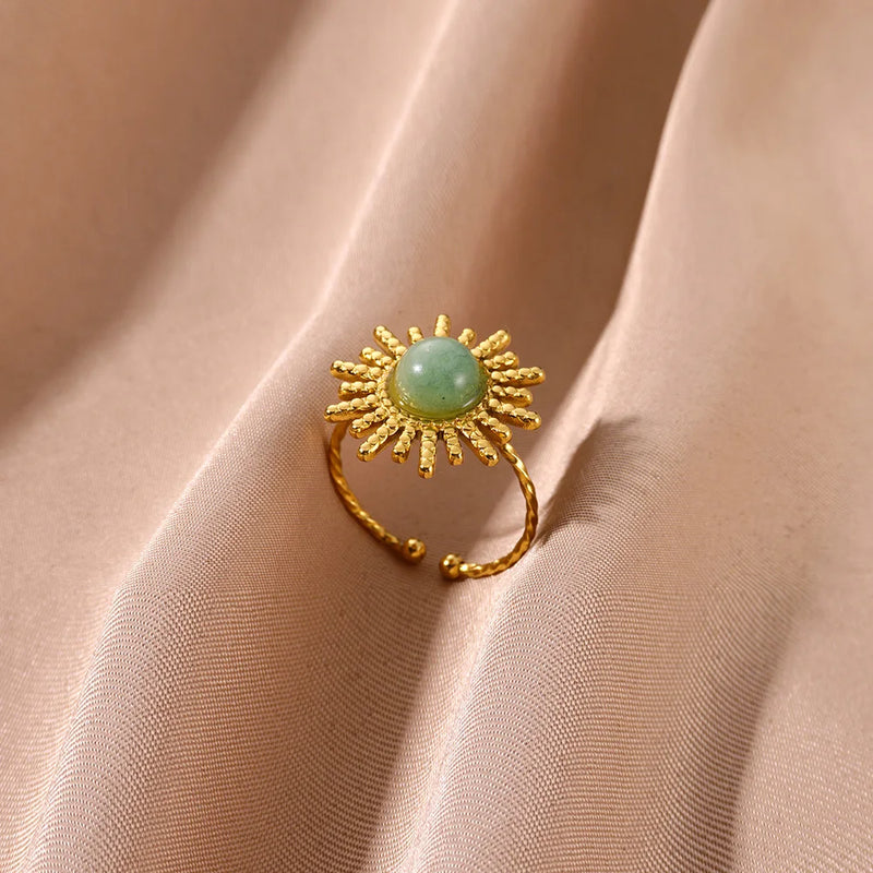 adjustable gold sun opal ring, view 4 - MRSLM