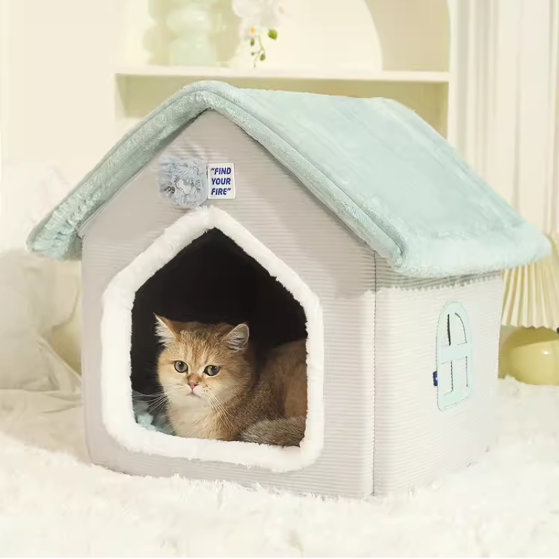 foldable pet house with sleep mat, view 7 - MRSLM