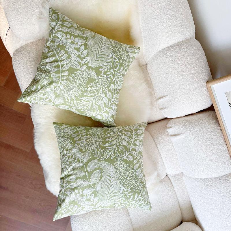 green floral nordic throw pillow case, view 4 - MRSLM