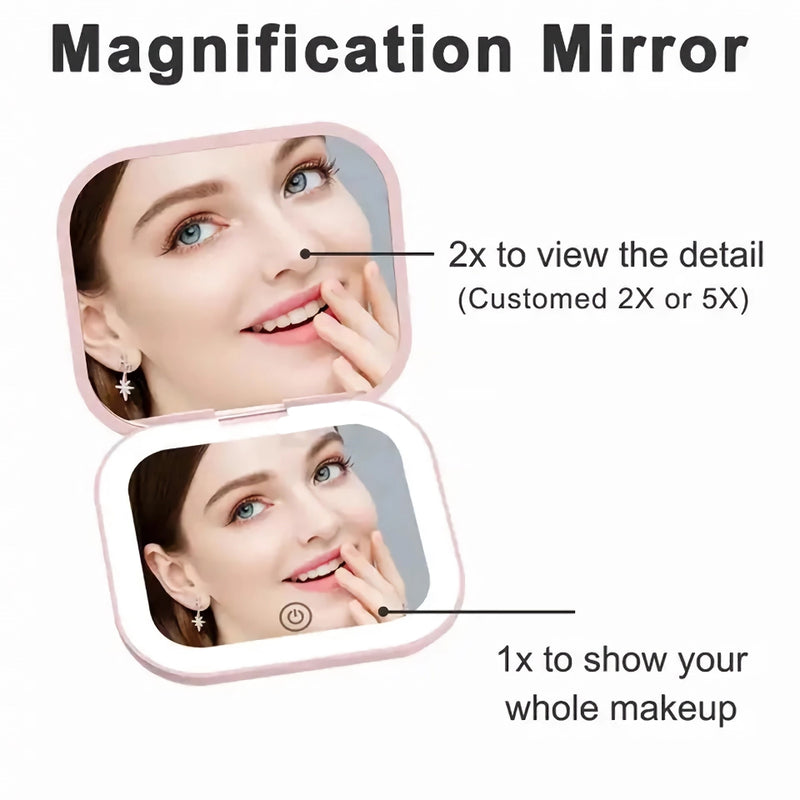 compact LED folding makeup mirror, view 5 - MRSLM