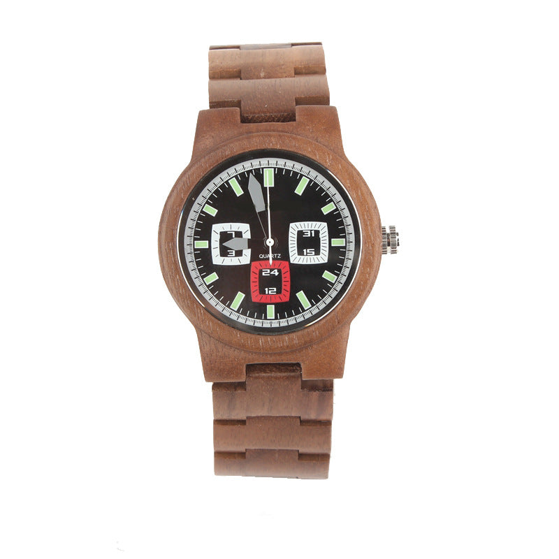 bamboo quartz watch black walnut strap, view 7 - MRSLM