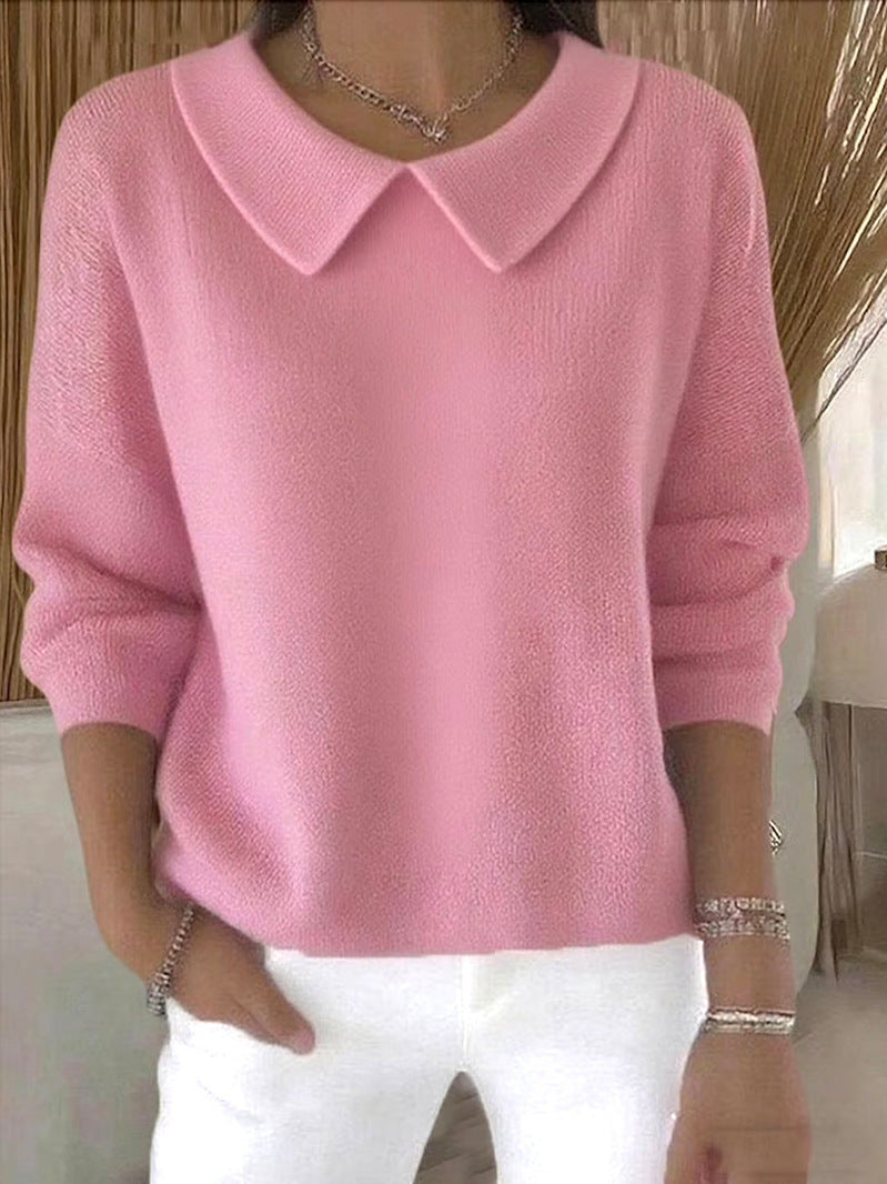 women's loose solid color long-sleeve top, view 9 - MRSLM