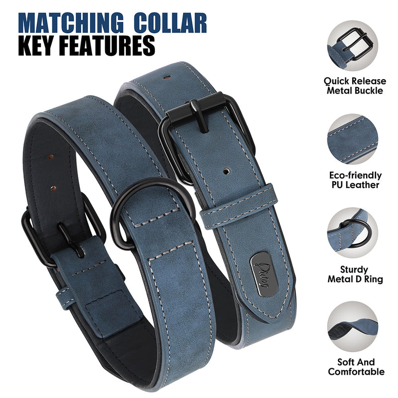 durable padded dog collar and leash set, view 9 - MRSLM