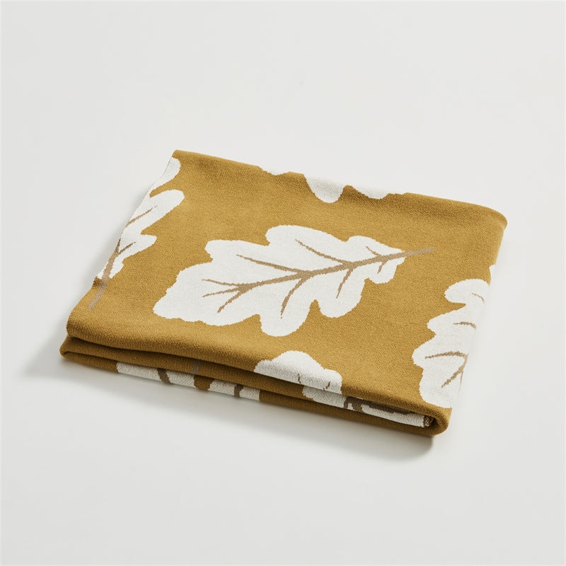 floral jacquard cotton throw blanket, view 2 - MRSLM