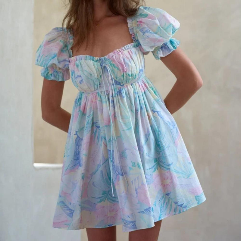floral tie-dye backless mini dress - MRSLM